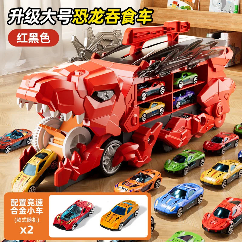 Dinosaur Swallowing Car, Foldable Ejector Sliding Track, Storage Alloy Car, Children's Educational Toy Car