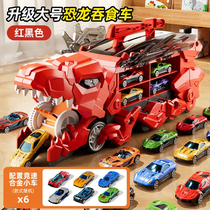 Dinosaur Swallowing Car, Foldable Ejector Sliding Track, Storage Alloy Car, Children's Educational Toy Car