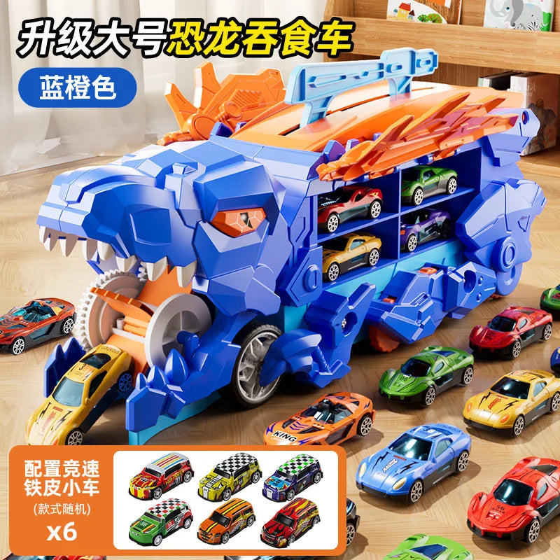 Dinosaur Swallowing Car, Foldable Ejector Sliding Track, Storage Alloy Car, Children's Educational Toy Car