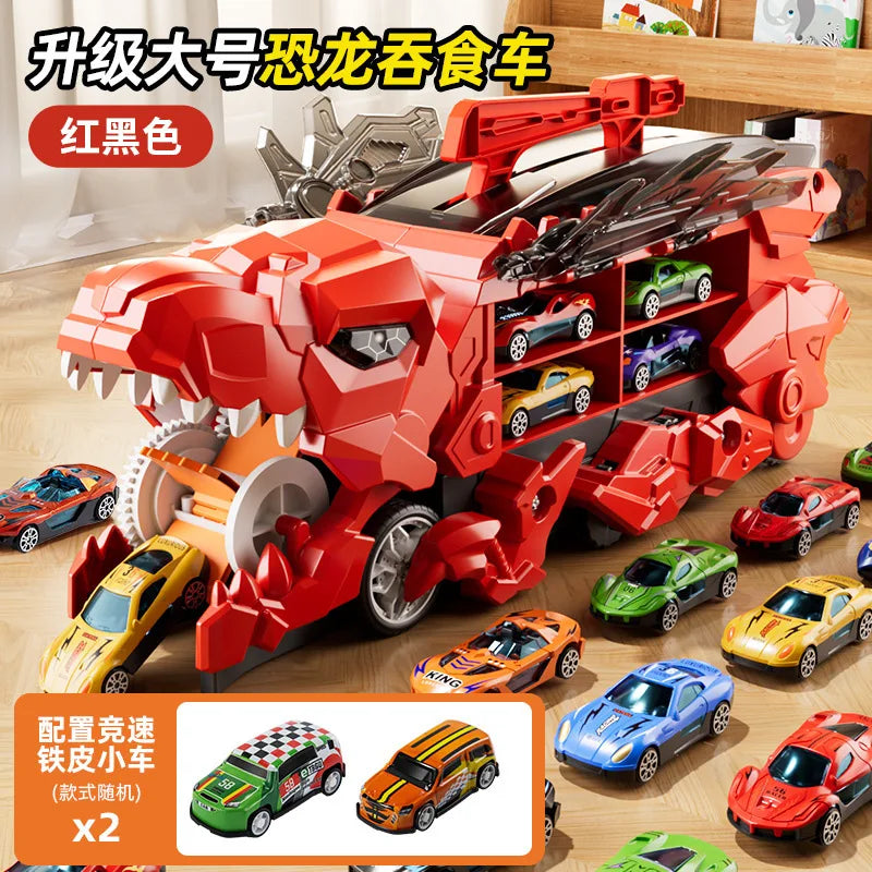 Dinosaur Swallowing Car, Foldable Ejector Sliding Track, Storage Alloy Car, Children's Educational Toy Car