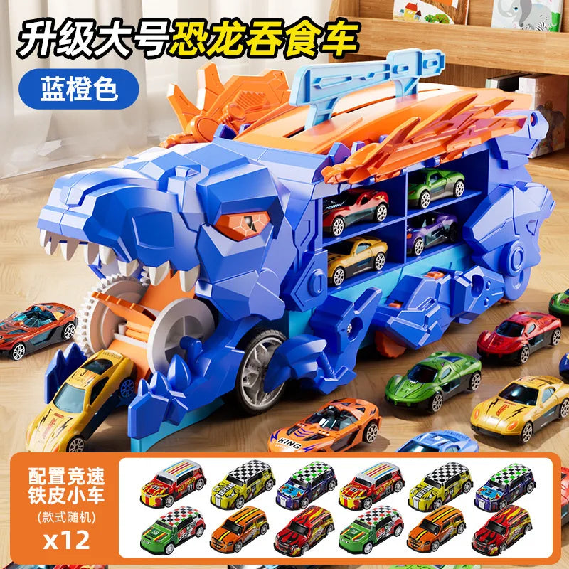 Dinosaur Swallowing Car, Foldable Ejector Sliding Track, Storage Alloy Car, Children's Educational Toy Car