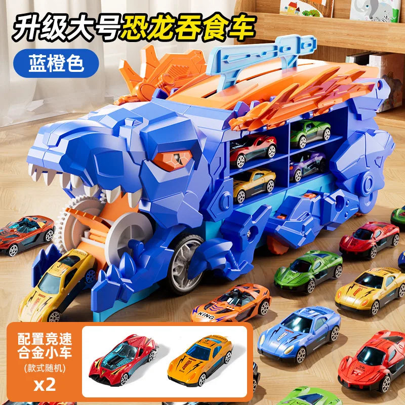 Dinosaur Swallowing Car, Foldable Ejector Sliding Track, Storage Alloy Car, Children's Educational Toy Car
