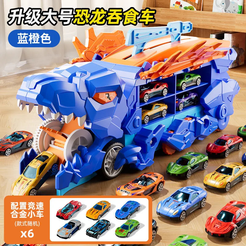 Dinosaur Swallowing Car, Foldable Ejector Sliding Track, Storage Alloy Car, Children's Educational Toy Car
