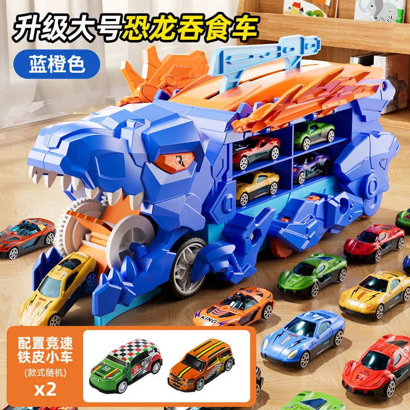 Dinosaur Swallowing Car, Foldable Ejector Sliding Track, Storage Alloy Car, Children's Educational Toy Car