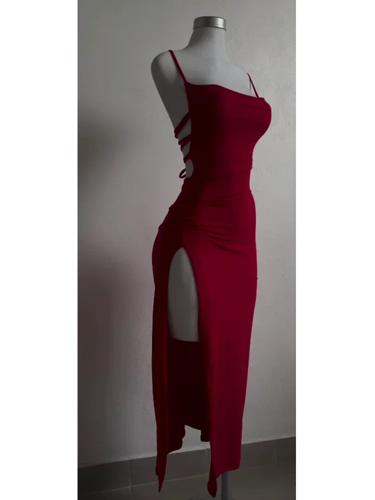 2026 explosive new dress summer high sensibility halter strap Spice Girl bag hip dress