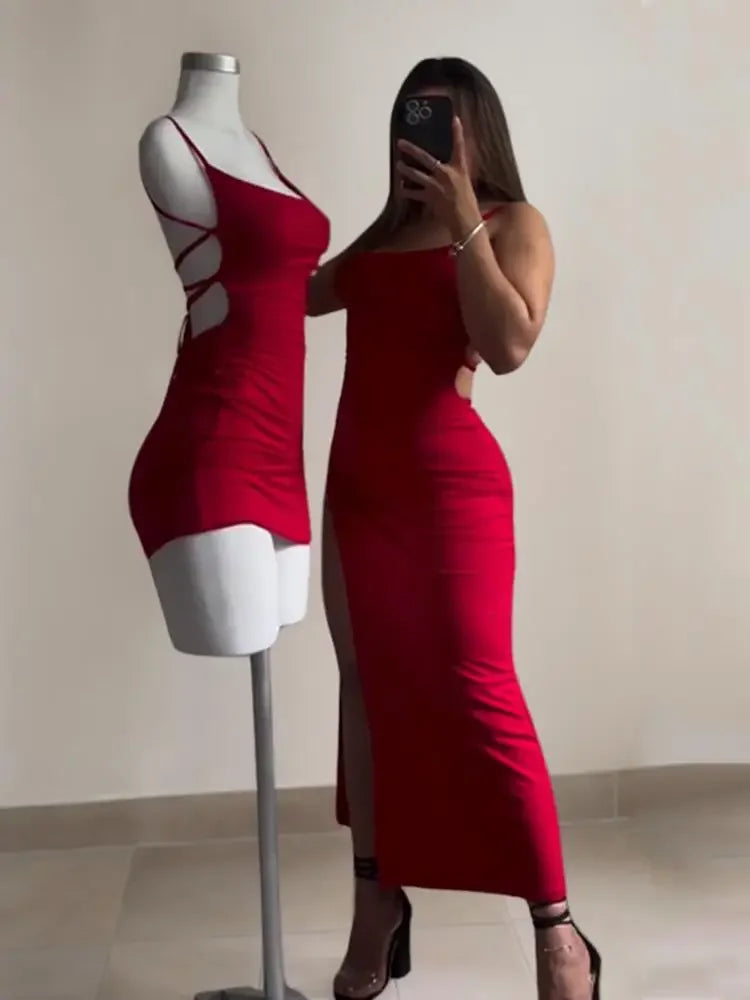 2026 explosive new dress summer high sensibility halter strap Spice Girl bag hip dress
