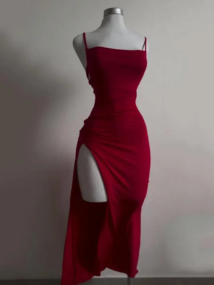 2026 explosive new dress summer high sensibility halter strap Spice Girl bag hip dress