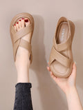 Genuine Leather Roman Beach Sandals Women's Summer Outdoor Flat Soft Bottom Fashion Two-Way Slippers Breathable Hollow out