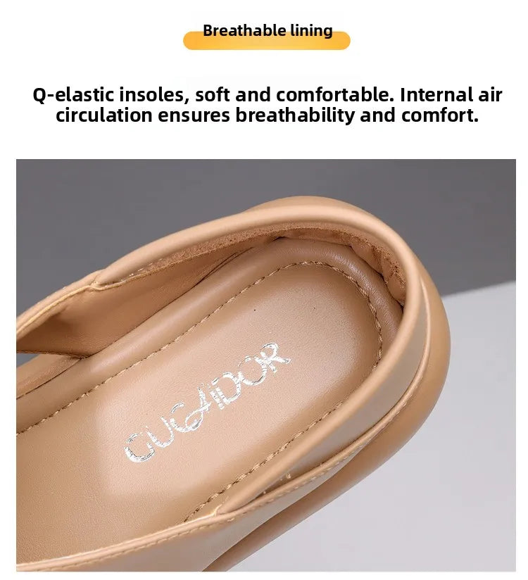 Genuine Leather Roman Beach Sandals Women's Summer Outdoor Flat Soft Bottom Fashion Two-Way Slippers Breathable Hollow out