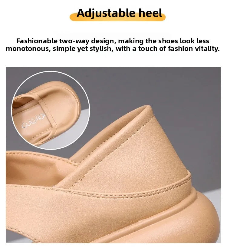 Genuine Leather Roman Beach Sandals Women's Summer Outdoor Flat Soft Bottom Fashion Two-Way Slippers Breathable Hollow out