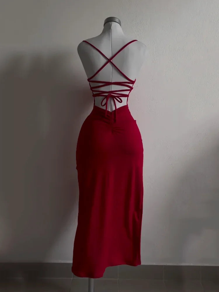 2026 explosive new dress summer high sensibility halter strap Spice Girl bag hip dress
